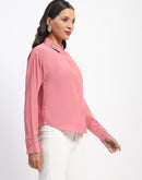 Madame Collar And Sleeve Embellished Dusty Pink Shirt