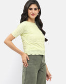 Madame Lettuce Hem Lime Green Crinkled Top