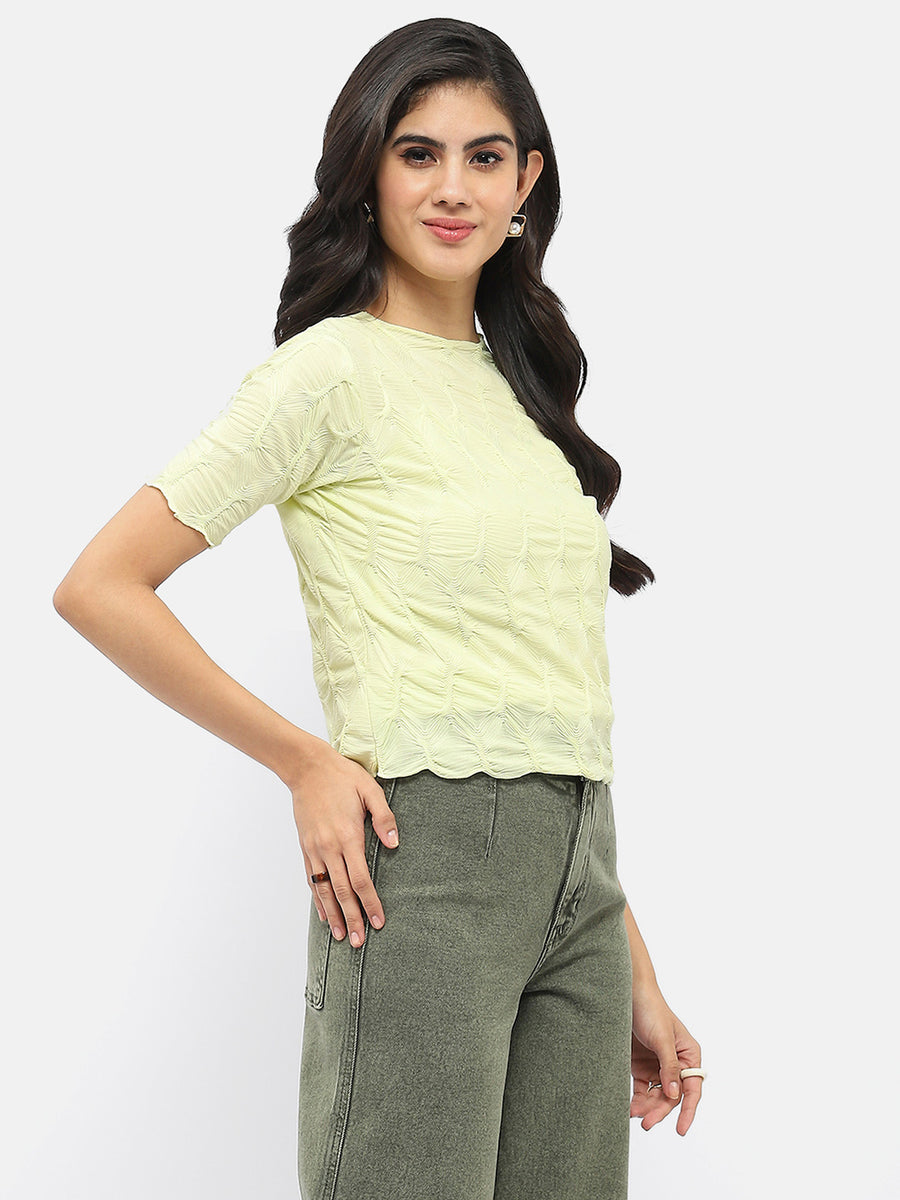 Madame Lettuce Hem Lime Green Crinkled Top