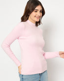 Madame Turtle Neck Full Sleeve Pink Sweater