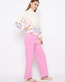 mSECRET Printed Sweatshirt and Bottoms Pink Night suit