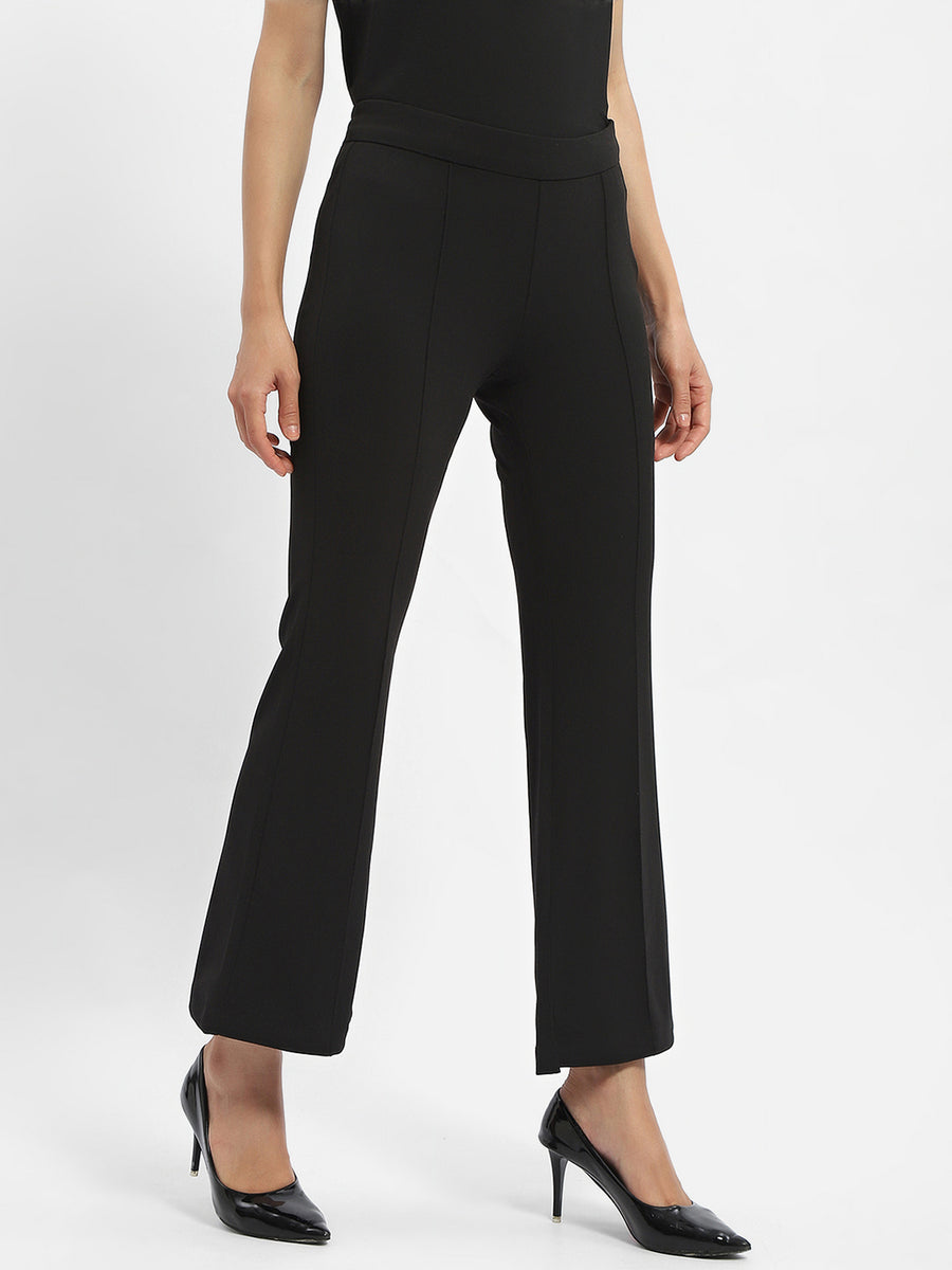 Madame Solid Black Flared Trouser