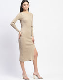 Madame Solid Brown Bodycon Dress