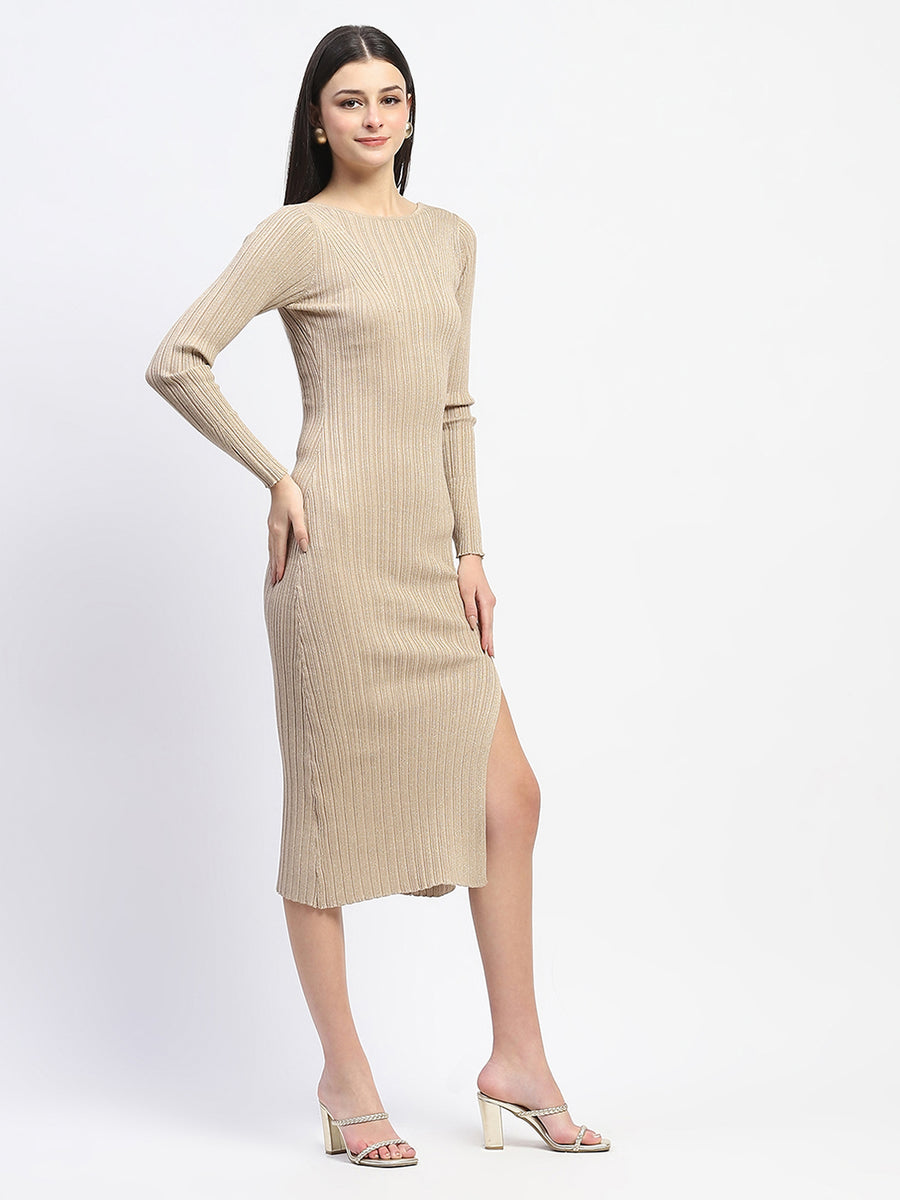 Madame Solid Brown Bodycon Dress