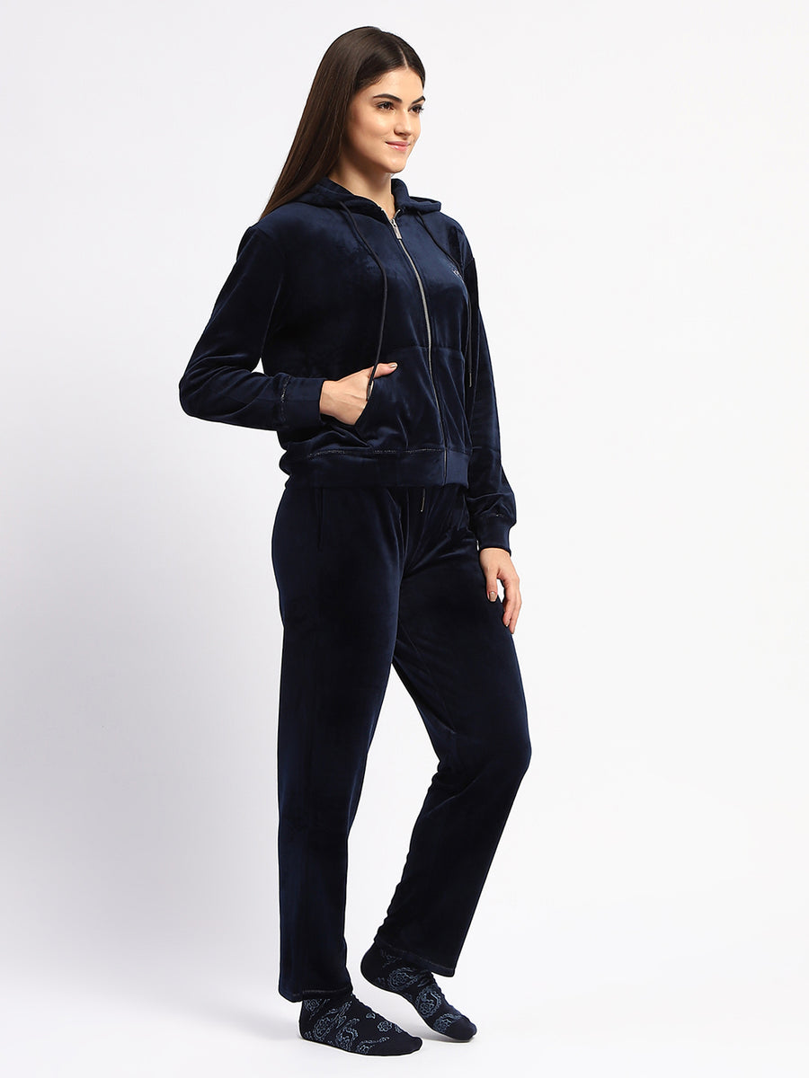 mSECRET Logo Print Top and Bottom Navy Blue Night Suit