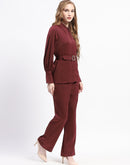 Madame Belted Shirt and Trousers Rust Orange Co-ord Set