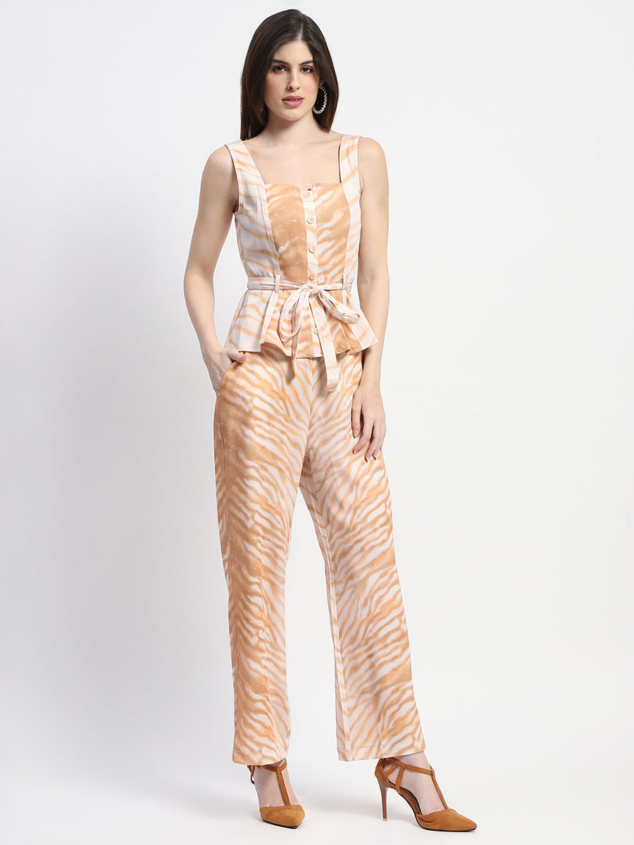 Madame  Zebra Print Tan Two-Piece Set