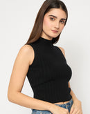 Madame Mock Neck Black Sleeveless Sweater