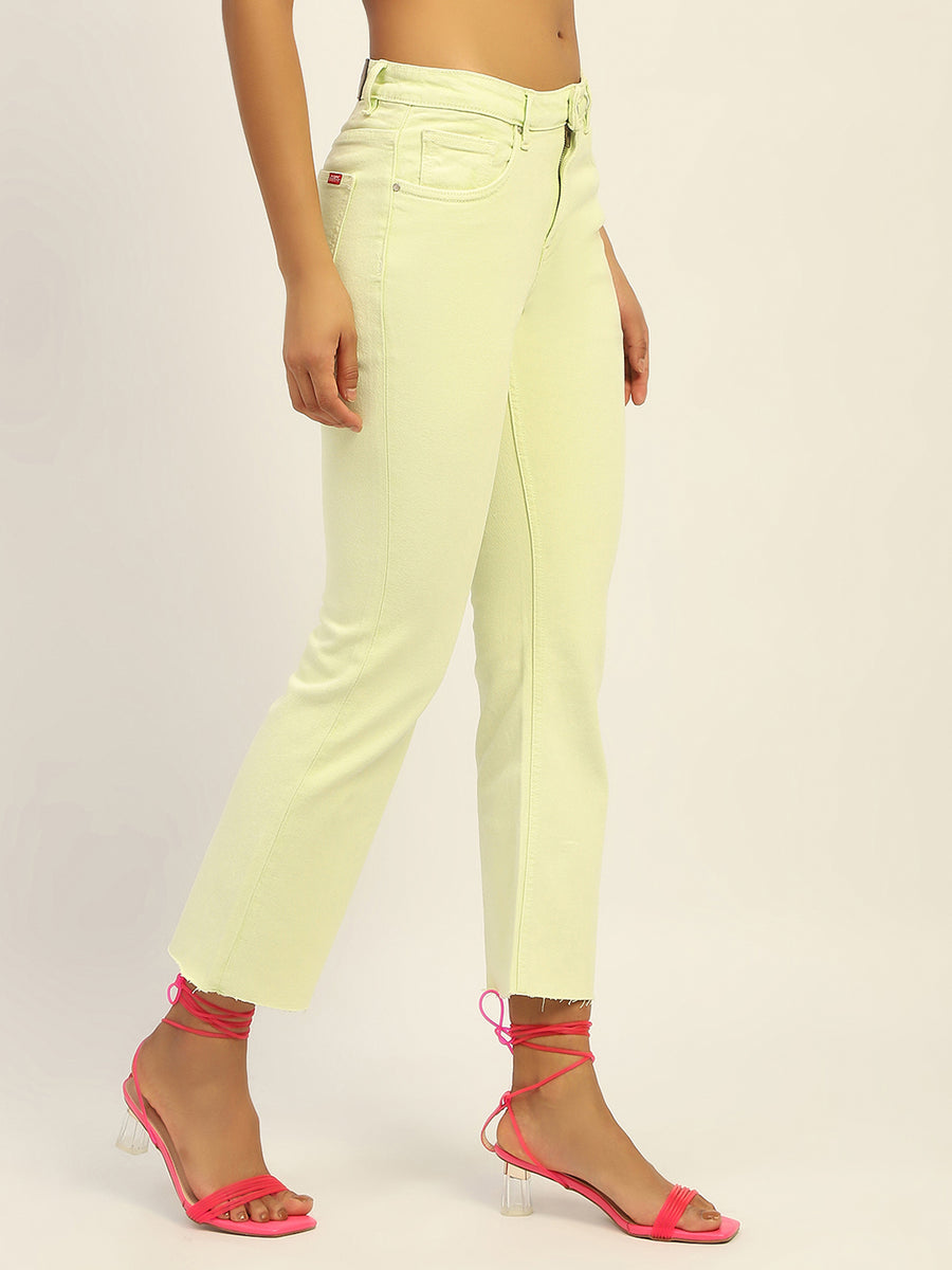 Madame Mid Rise Cotton Green Denim