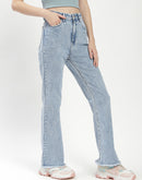 Madame Light Blue Distressed Hem Flared Jeans