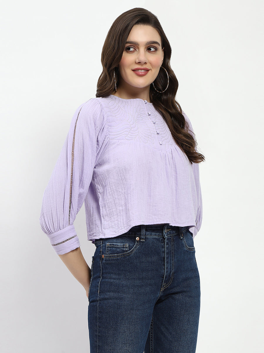 Madame Puff Sleeve Lilac Tunic Top