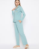 mSECRET Open Front Contrast Bonning Mint Green Night Suit