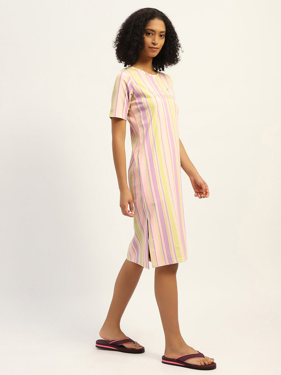 mSECRET Striped Pink Cotton Night Dress