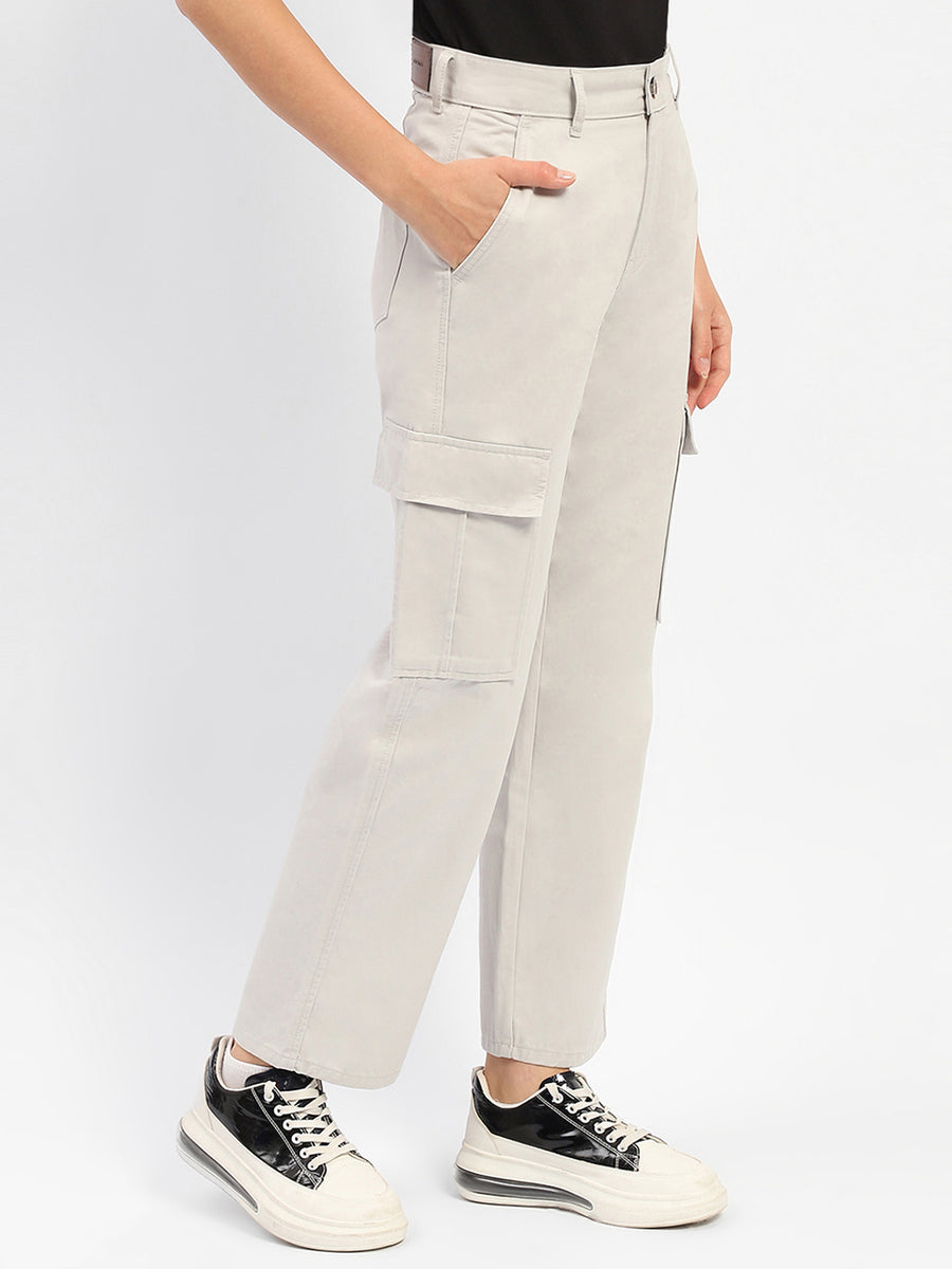 Madame Solid Grey Cargo Jeans