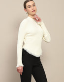 Madame Fur Cuffs and Hem Beige Sweater