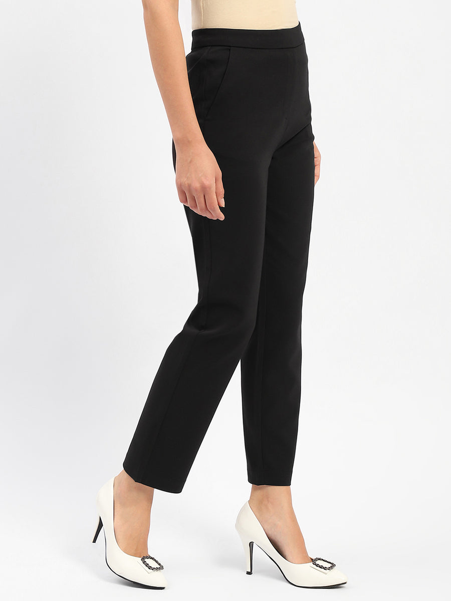 Madame Tapered Fit Black Trousers