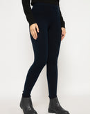 Madame Skinny Fit Solid Navy Blue Tights