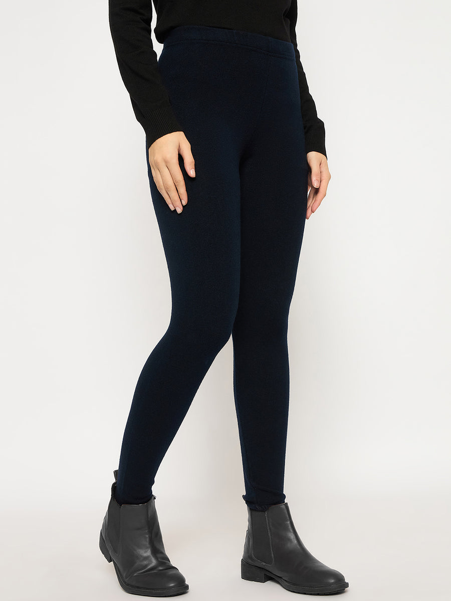 Madame Skinny Fit Solid Navy Blue Tights