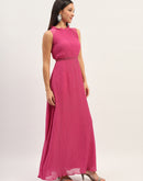 Madame Fit And Flare Pink Maxi Dress