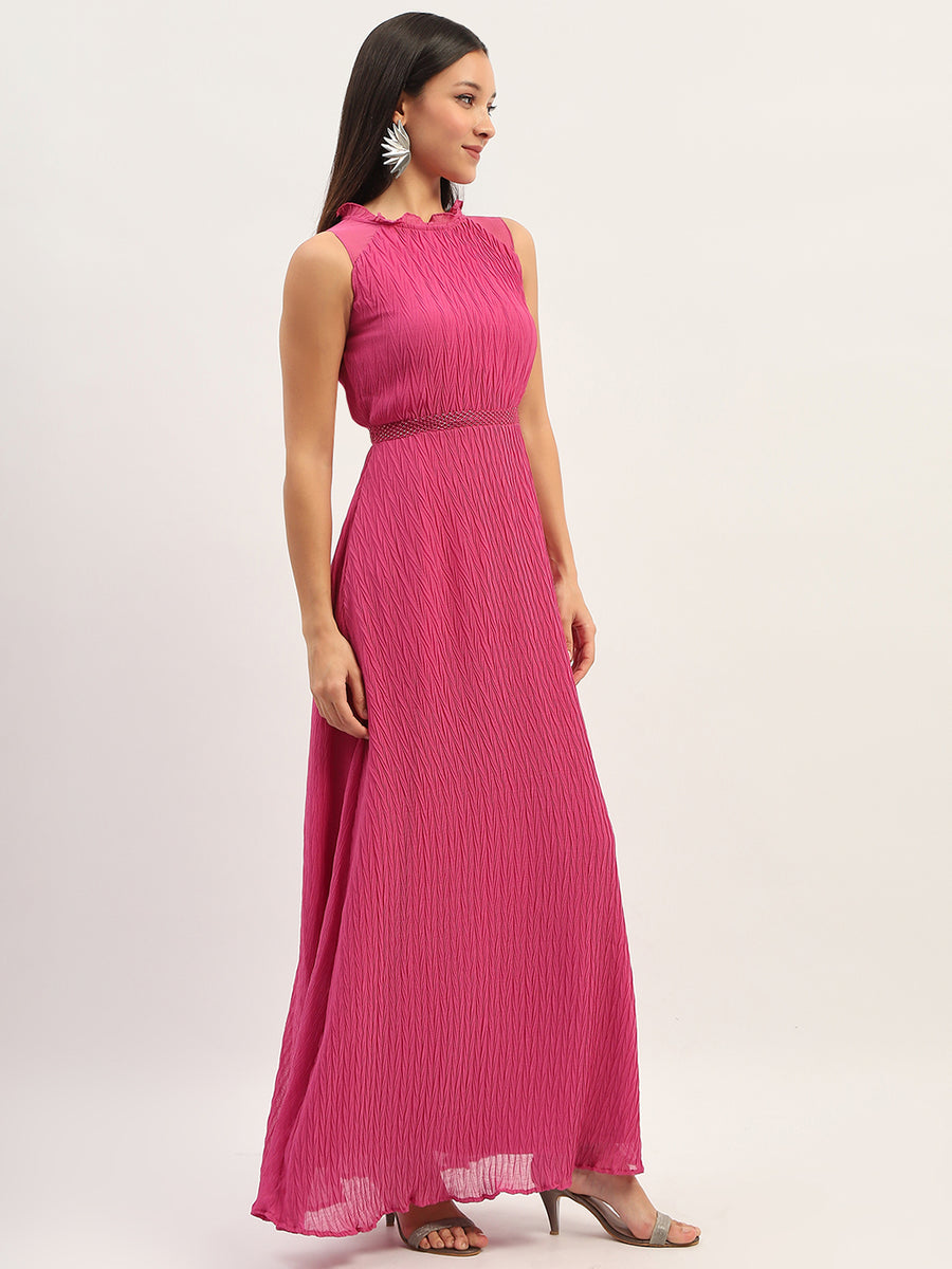 Madame Fit And Flare Pink Maxi Dress