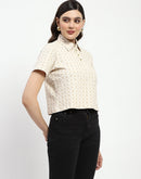 Madame Bridgerton Beige Cotton Polo Top