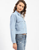 Madame Front Pocket Light Blue Denim Shirt