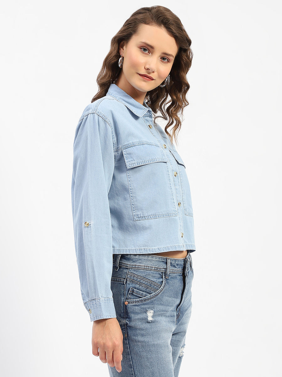 Madame Front Pocket Light Blue Denim Shirt