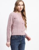 Madame Rib Neck Mauve Knitted Sweater