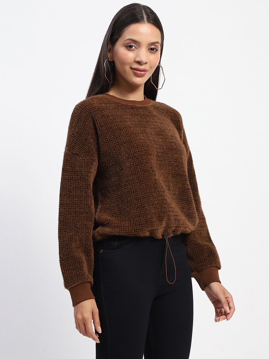 Madame Elastic Pull Drawstring Brown Top