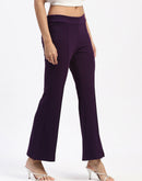 Madame Single Pleated Purple Flared Trousers