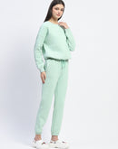 mSECRET Cotton Blend Textured Top and Bottom Green Night Suit