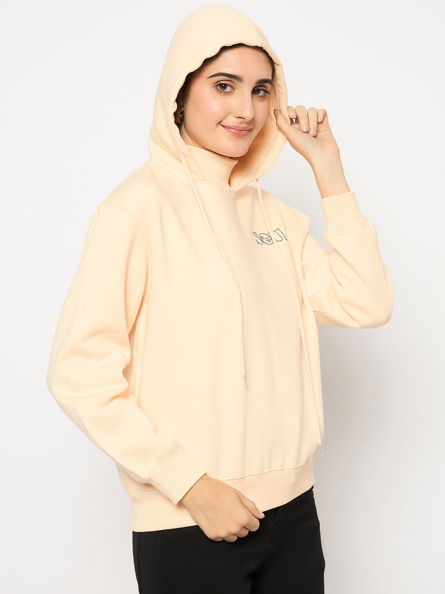 Madame Placement Printed Ivory Hooded Sweatshirt