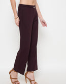 Madame Belted Straight Fit Wine Trousers