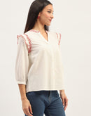 Madame Embroidery Detailing Off White Top