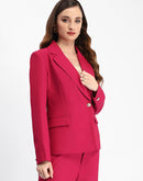 Madame Single Button Notch Lapel Hot Pink Blazer