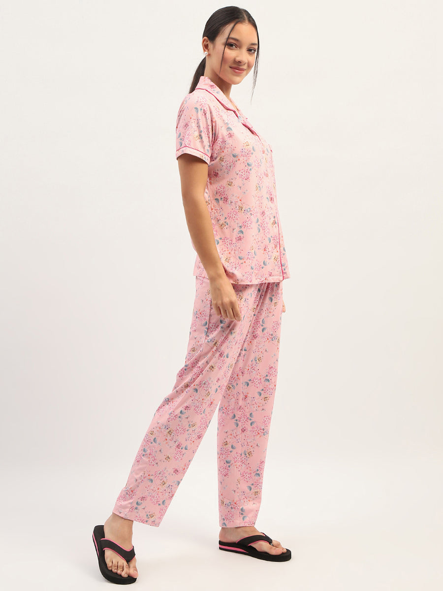 mSECRET Printed Pink Nightsuit Set