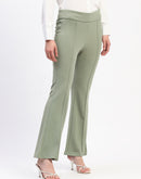 Madame Pleated Elasticated Waist Solid Mint Trousers