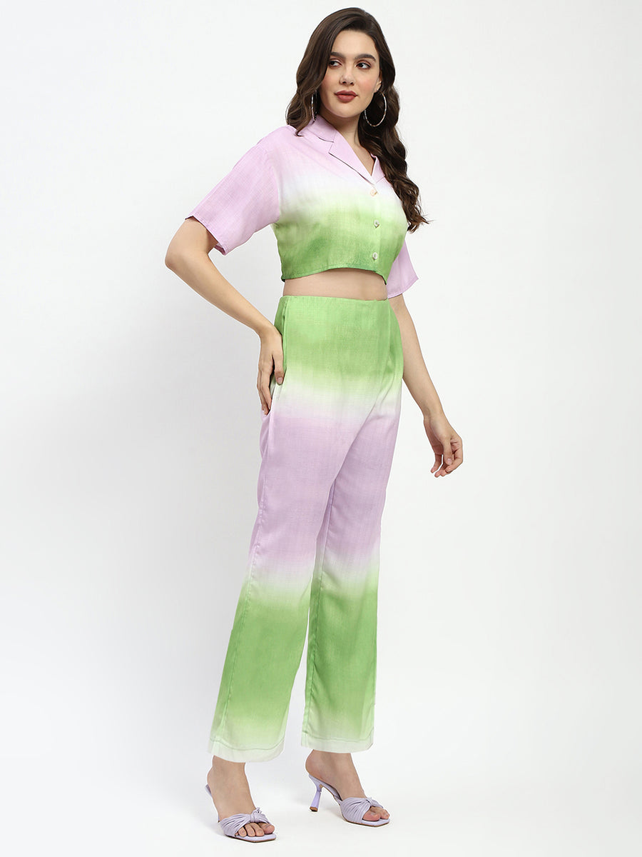 Madame Ombre Effect Green And Lavender Co-Ord Set