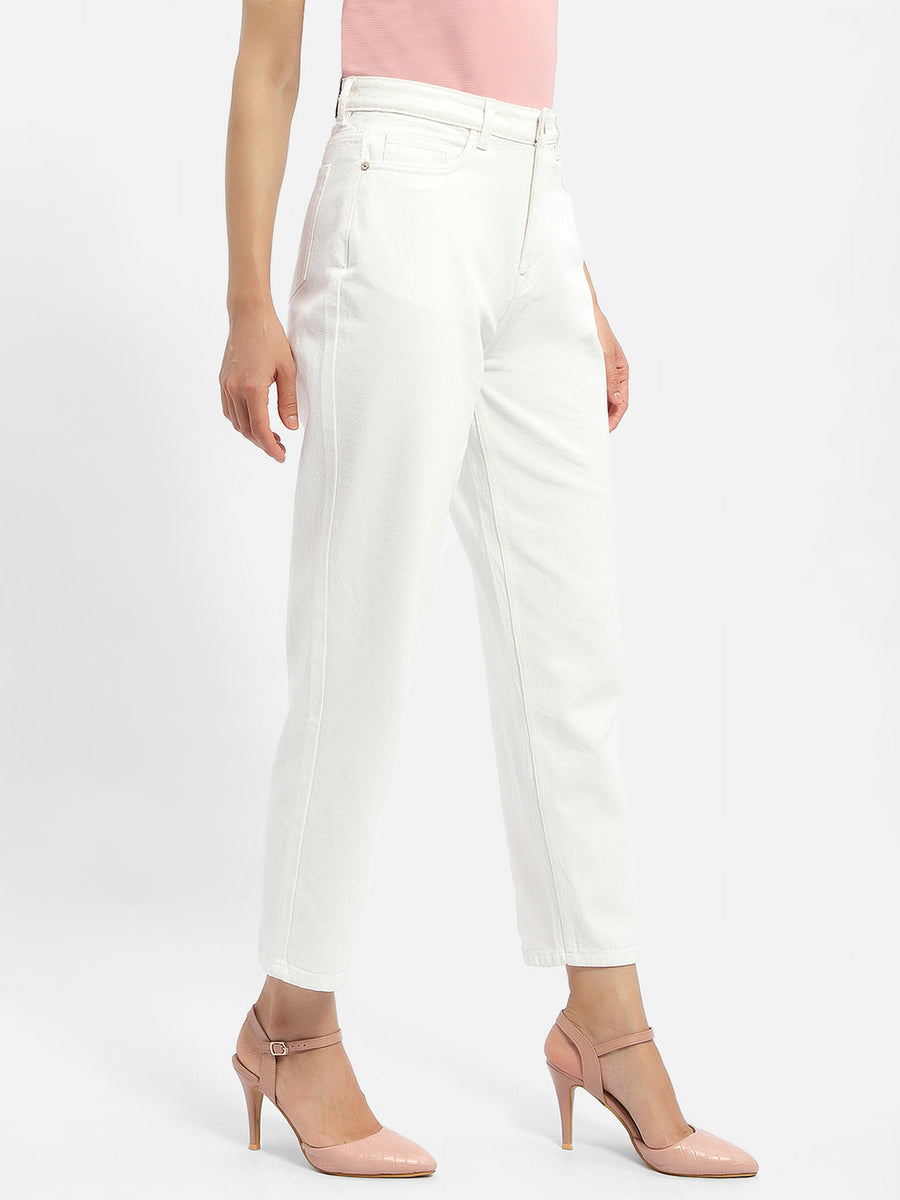 Madame Solid White Mom Fit Jeans