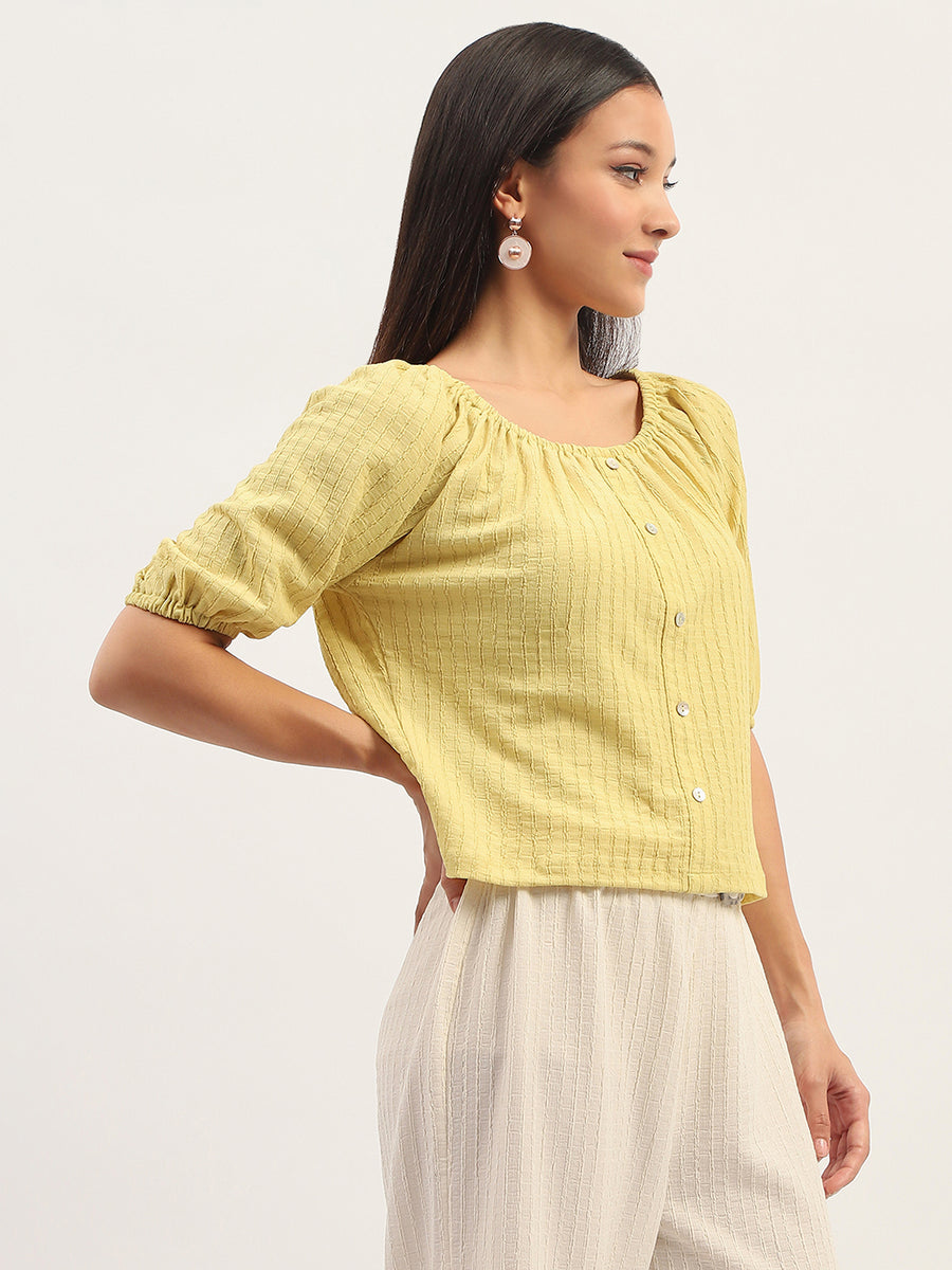 Madame Textured Solid Lime Top