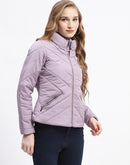 Madame Quilted High Neck Mauve Puffer Jacket