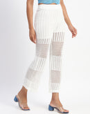 Madame Cotton Crochet Off- White Wide Legged Trousers