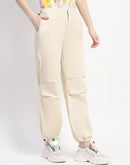 Madame Relax Fit Off White Cotton Joggers