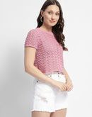 Madame Pink Knit Short Sleeve Top