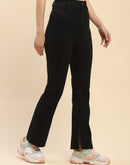 Camla Barcelona Solid Black Side Slit Jeans