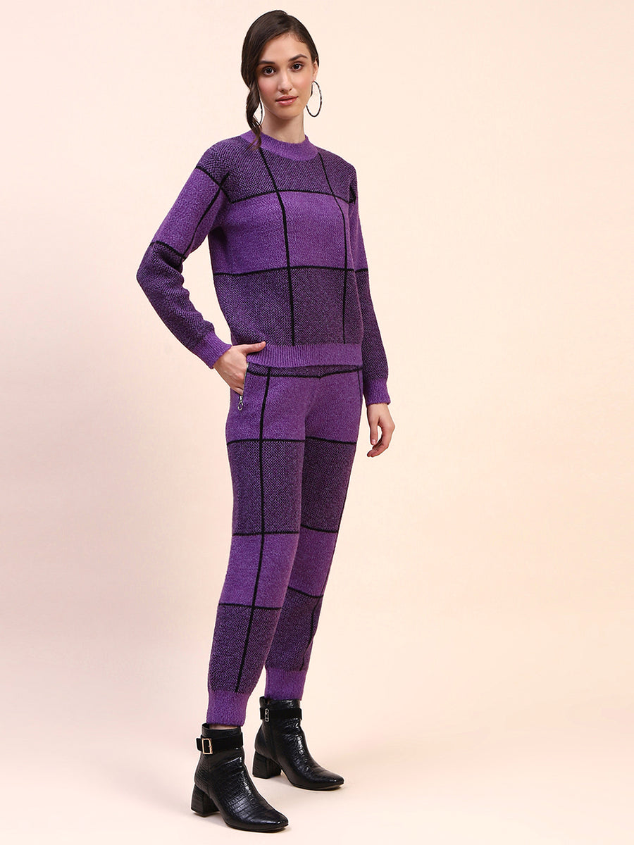 Camla Barcelona Check Purple Two Piece Ensemble