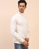 Camla Barcelona High Neck Solid White Sweater