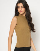 Madame Mock Neck Sleeveless Camel Skeeve