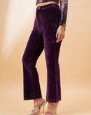 Madame Purple Flared Velvet Trousers