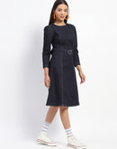 Madame Belted A Line Denim Dress